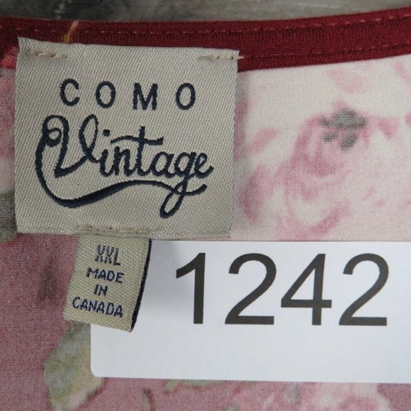 Como Vintage* Women's Long Bell Sleeve V-Neck Curved Hem Pullover Blouse~ XXL - Picture 4 of 10